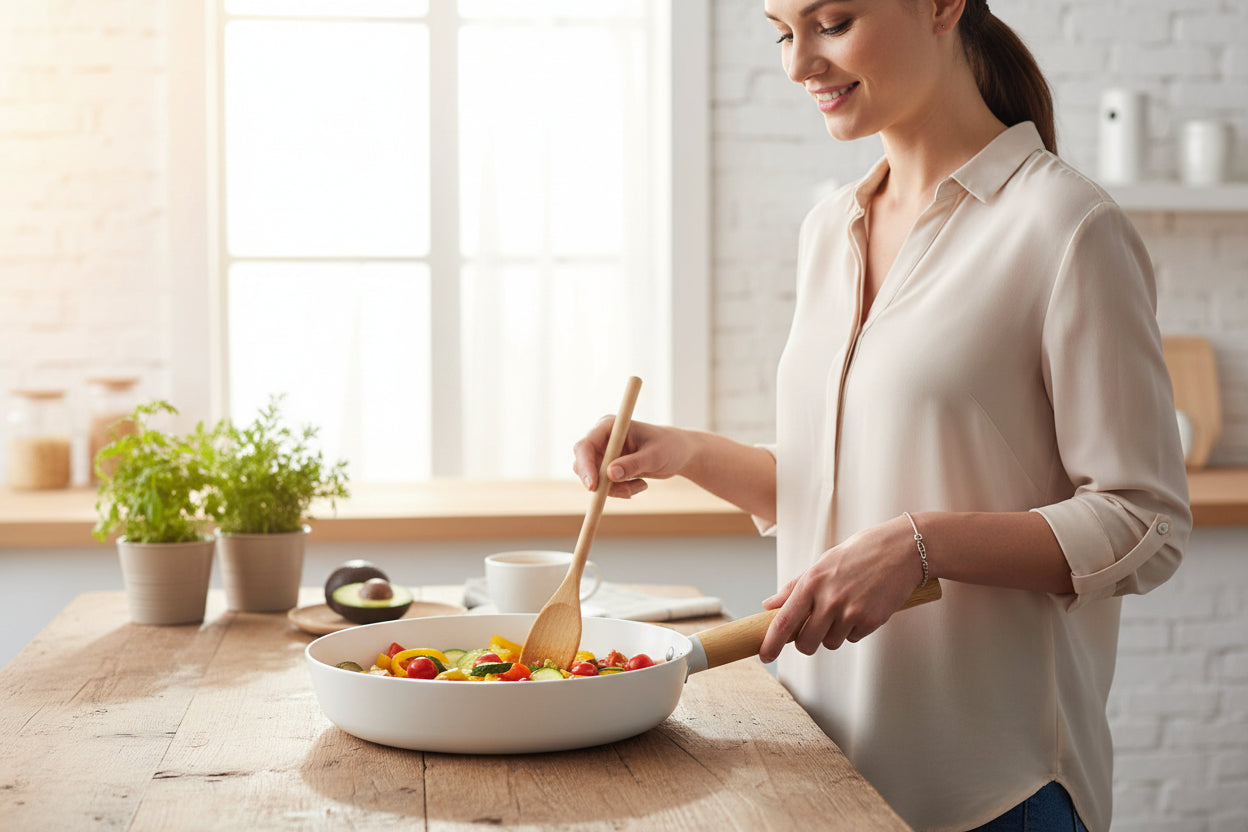 CREAM CERAMIC NON STICK ALUMINUM 10" FRY PAN