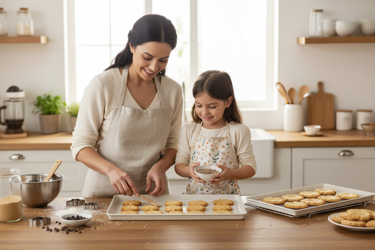 CREAM 17" X 11" EMBOSSED METAL COOKIE SHEET