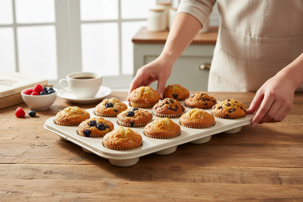 12 CUP MUFFIN PAN-CREAM
