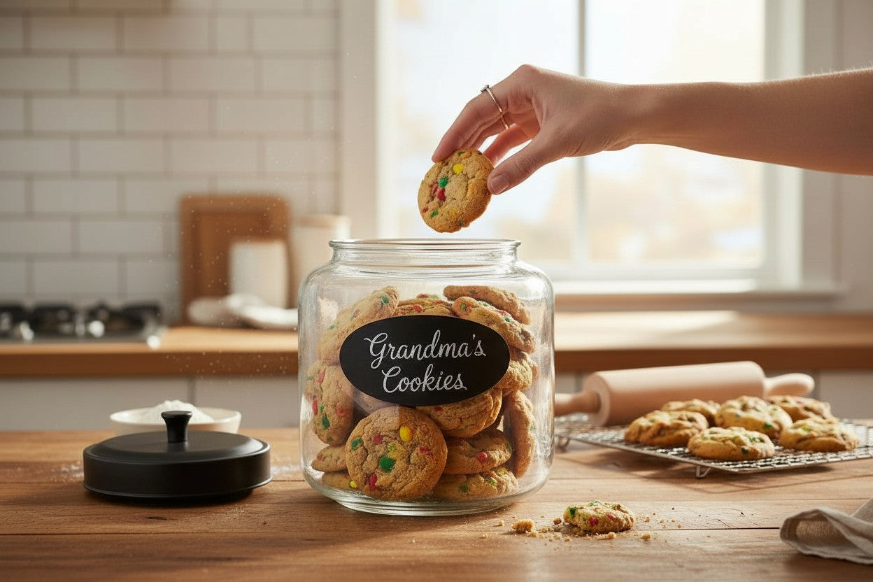 Round 152 Oz Storage Glass Jar W/ Metal Lid And Chalkboard