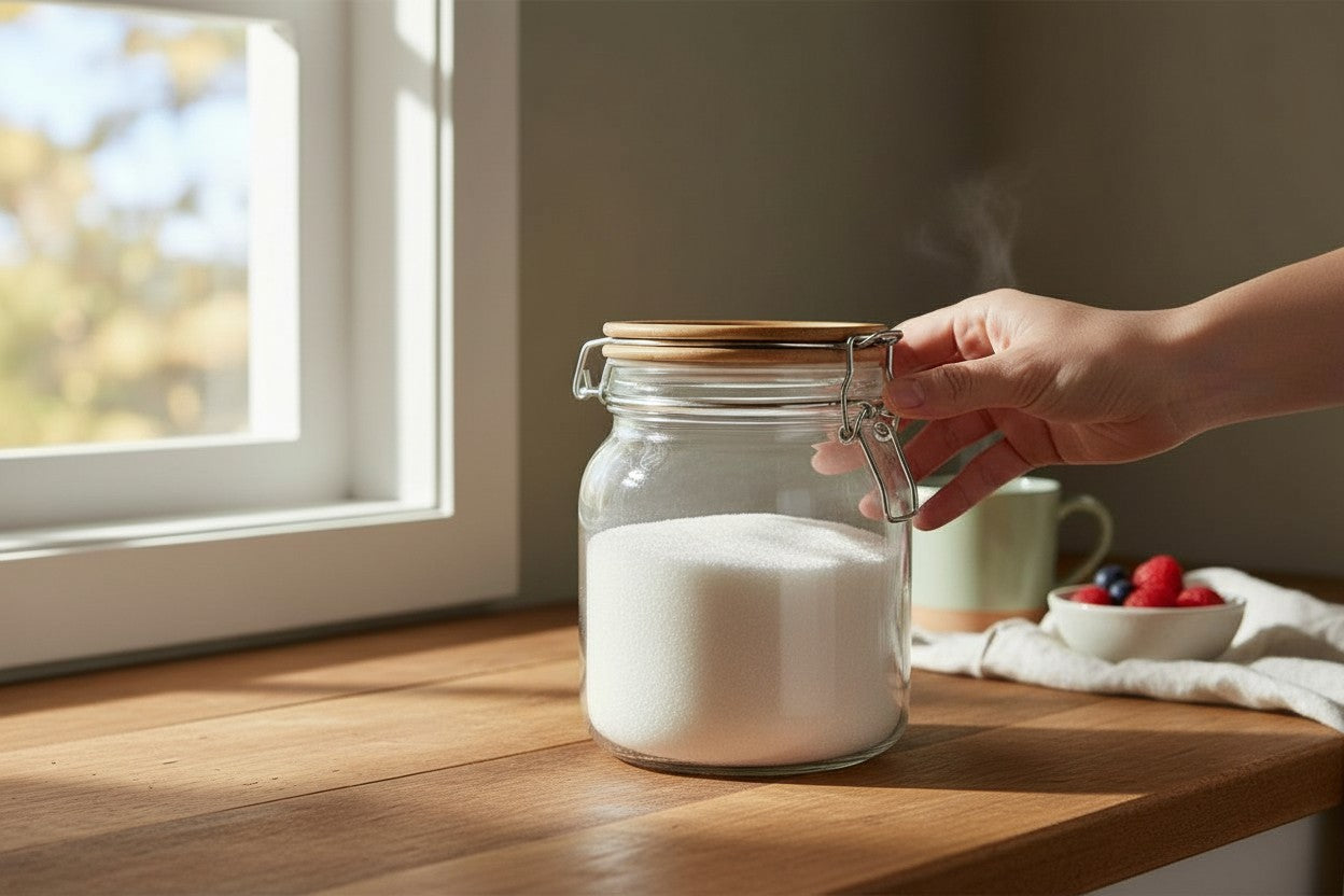 SQUARE 33.8 OZ GLASS JAR W/ WOOD LID