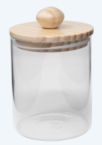 Borosilicate 23 Oz Glass Jar W/ Wood Lid And Knob