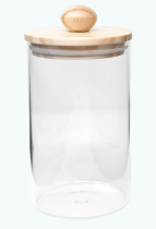 Borosilicate 33.8 Oz Glass Jar W/ Wood Lid And Knob
