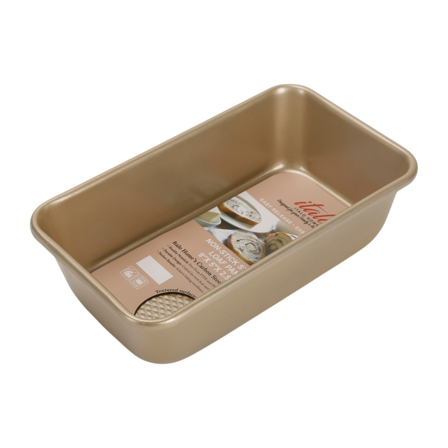 METALLIC CHAMPAGNE 9" X 5" TEXTURED METAL LOAF PAN