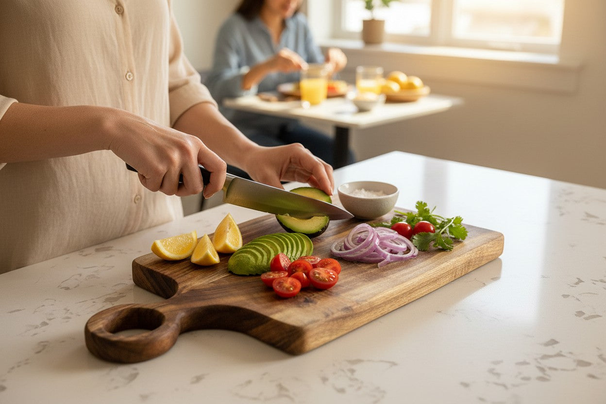 ACACIA WOOD 21" X 10.5" CUTTING BOARD WITH HANDLE