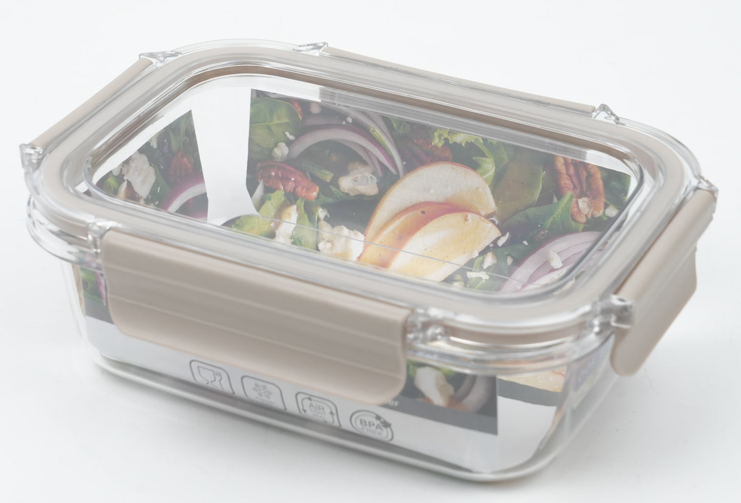 TAUPE 29 OZ RECTANGULAR PLASTIC FOOD STORAGE CONTAINER