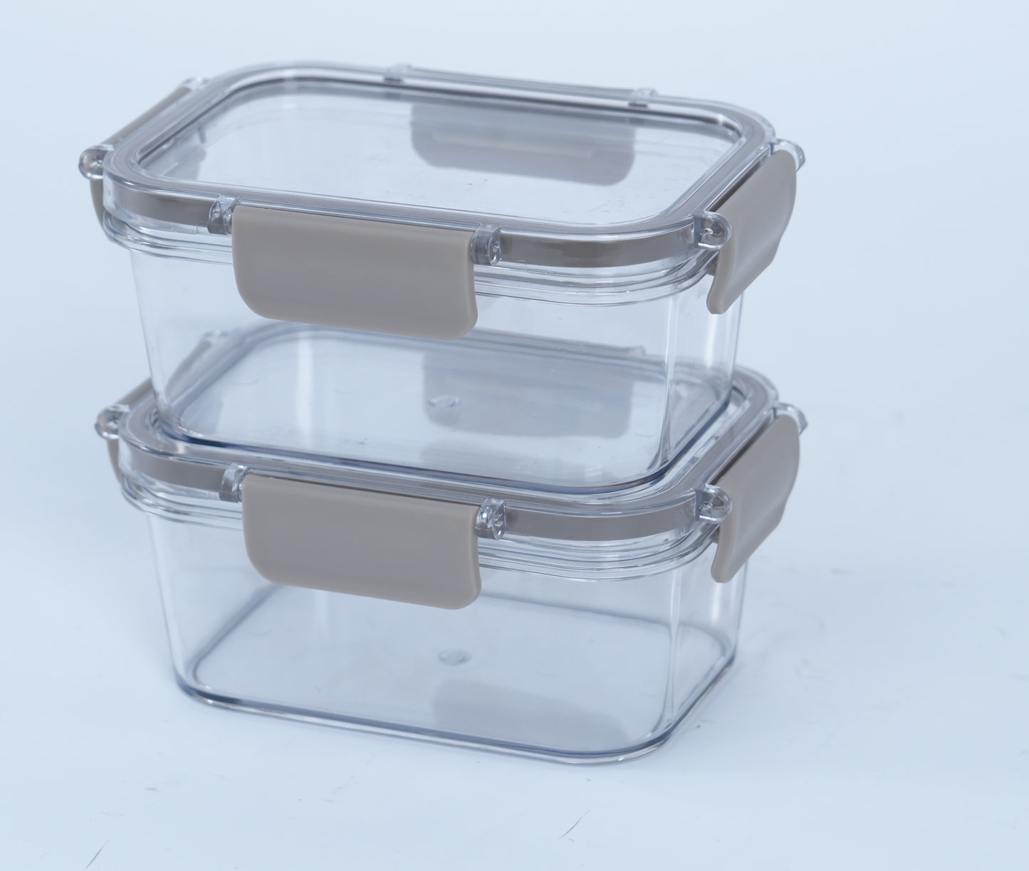 TAUPE 15 OZ S/2 RECTANGULAR PLASTIC FOOD STORAGE CONTAINERS