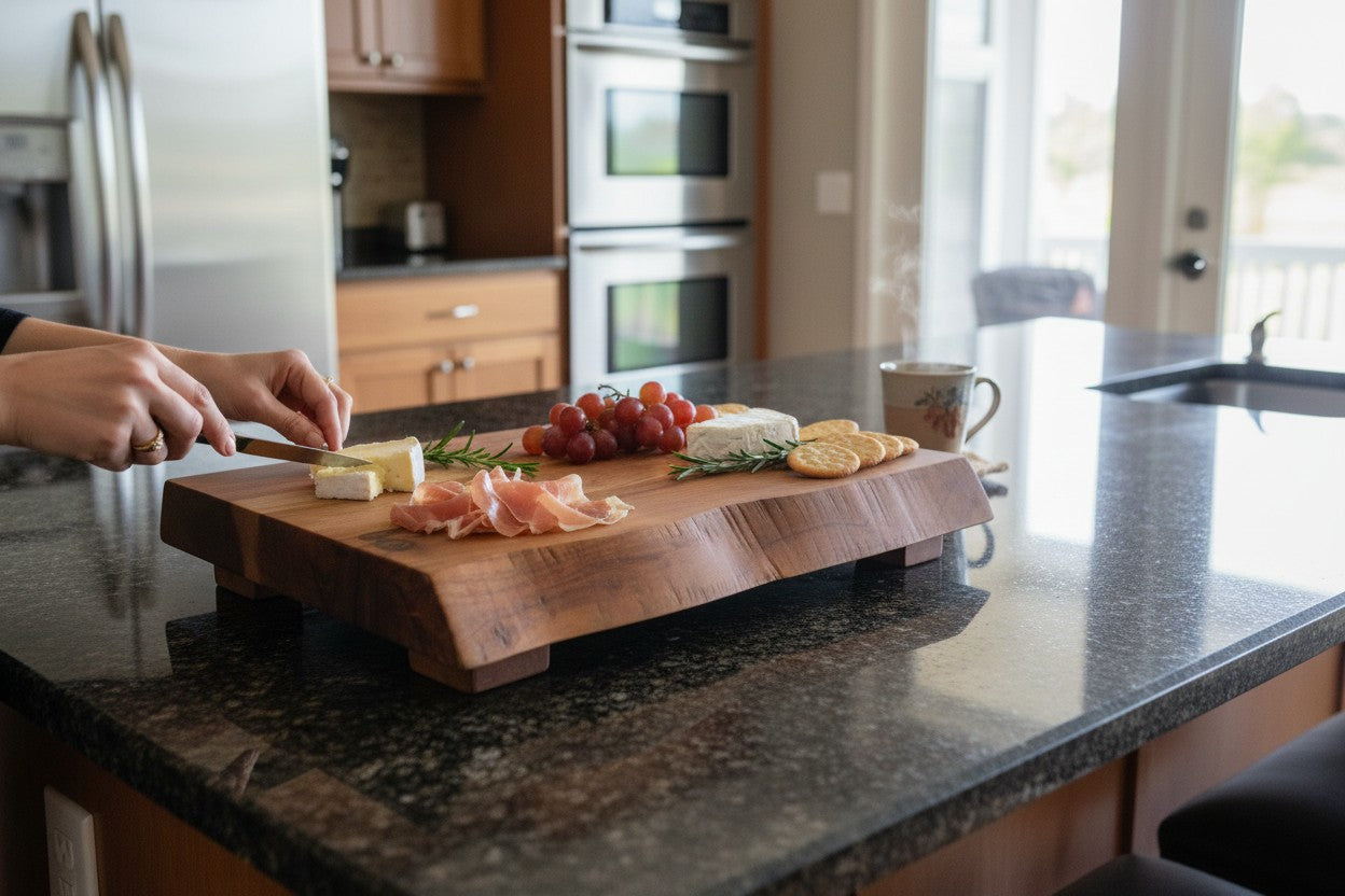 ACACIA WOOD 18' X 12" FOOTED CUTTING/ SERVING BOARD