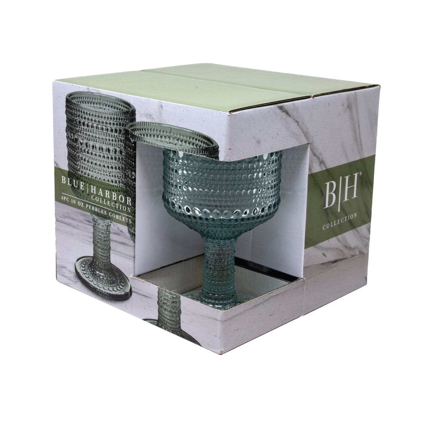 S/4 SAGE GREEN 10 OZ PEBBLES GOBLETS