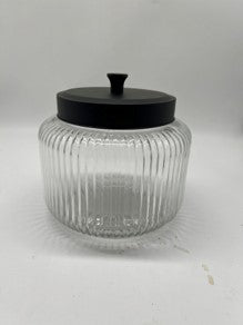 176 OZ RIBBED JAR W/ BLACK METAL LID