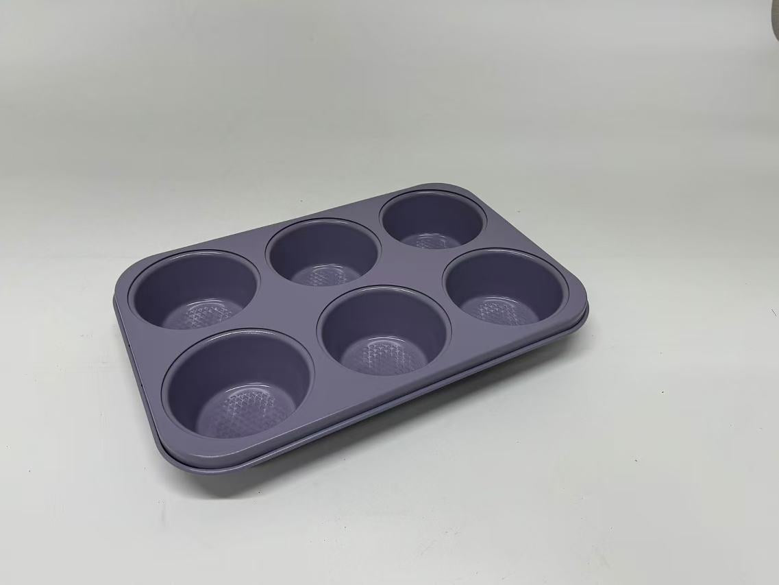 PURPLE 6 CUP TEXTURED METAL MUFFIN PAN