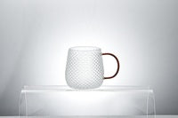 Set of 2 14 oz Borosilicate Bubble Glass Mug with Amber Handle