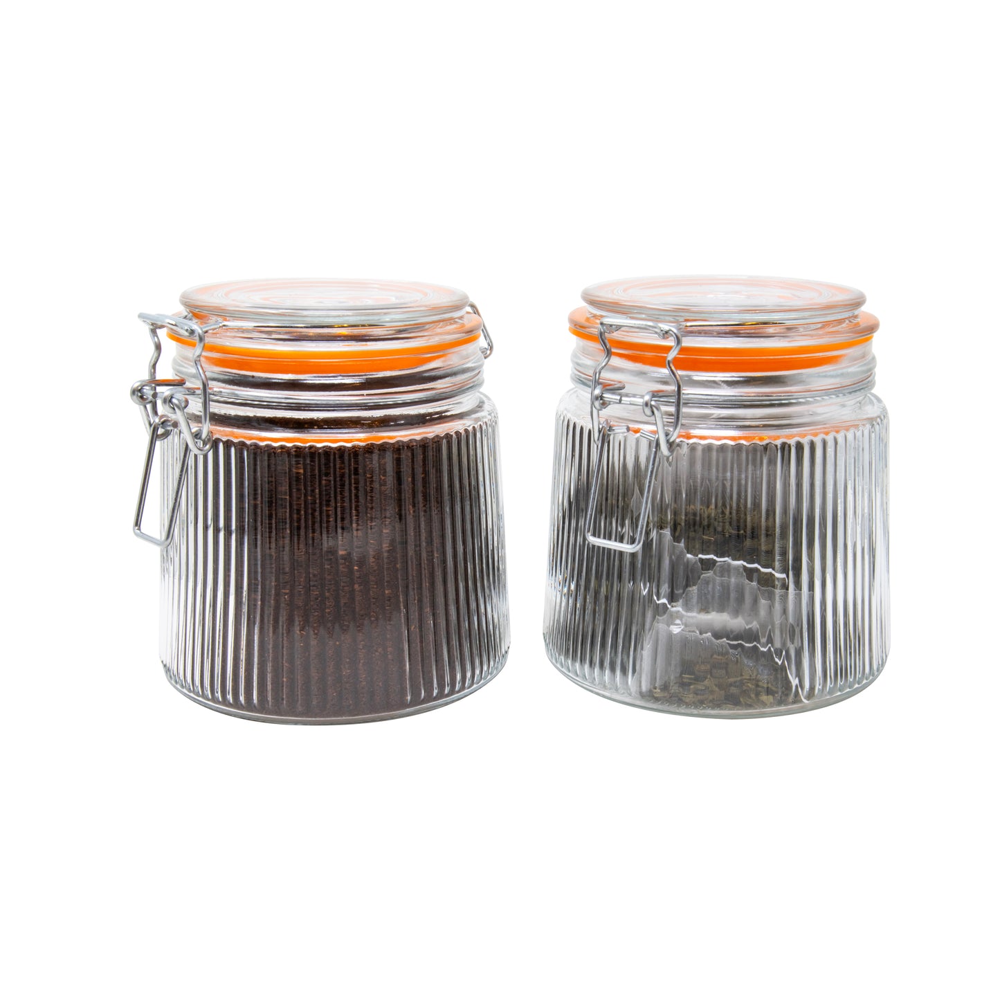 2PK- 27 OZ VERTICAL RIBBED W/ GLASS CLIP LID