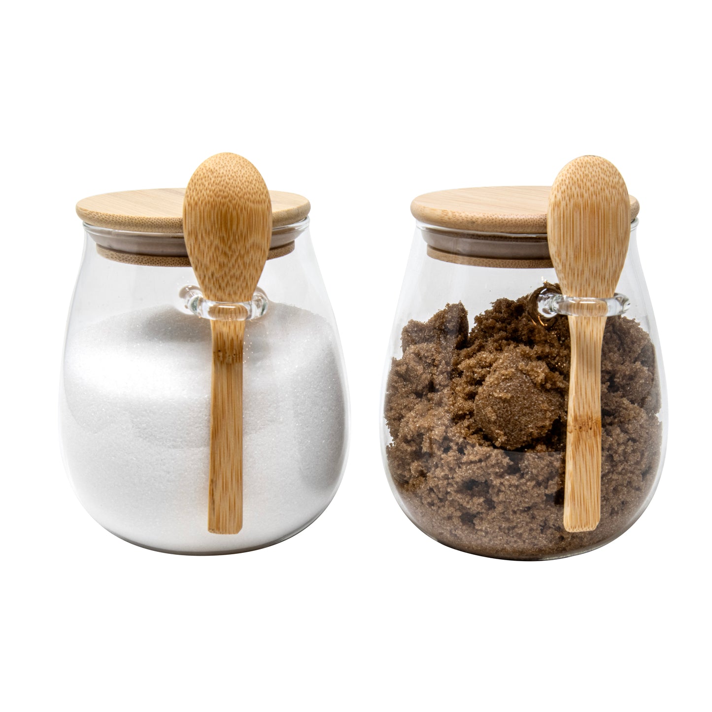 S/2- OVAL SHAPE 20 OZ JAR W/ WOOD LID AND SPOON