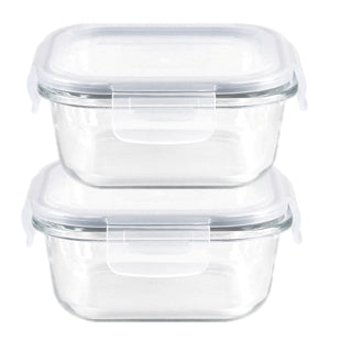 2 PC 17.24 oz SQ Borosilicate Food Storage Set