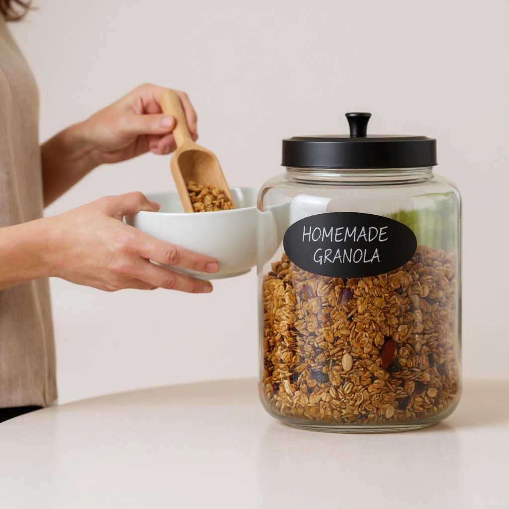 196 OZ RND CHALKBOARD JAR W/ BLACK METAL LID