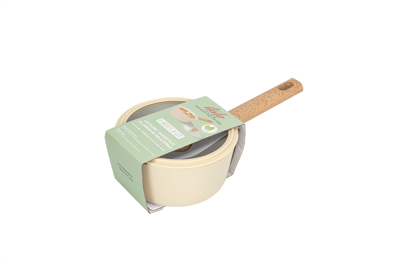 2QT Covered Saucepan-Dark Cream