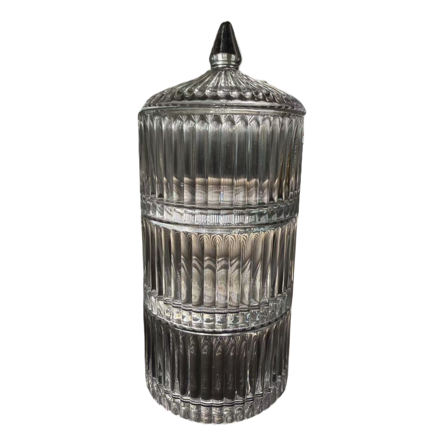 3 TIER SMALL COLONNADE GLASS CANDY JAR