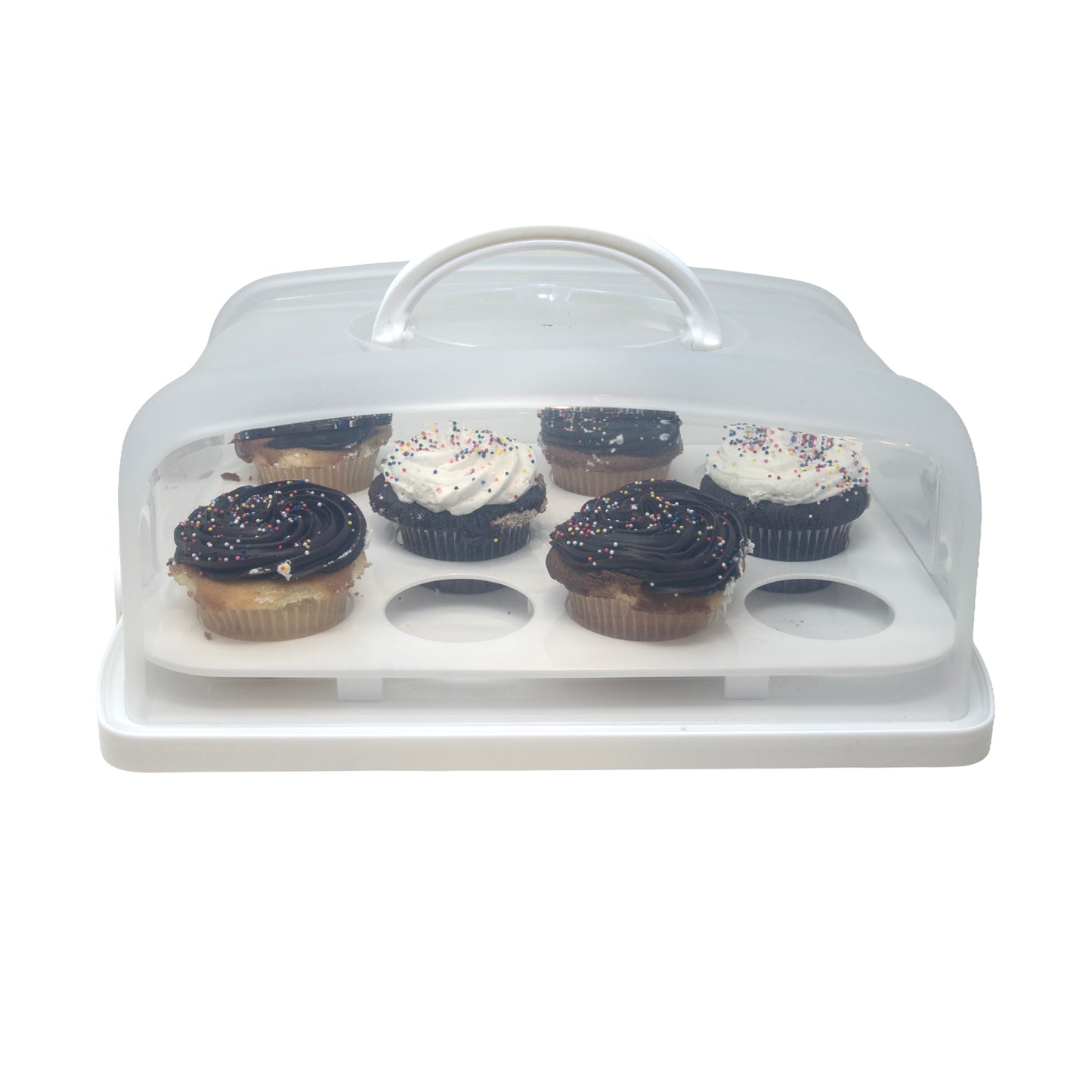 White Rect. Cake Carrier W/Lid & Handle