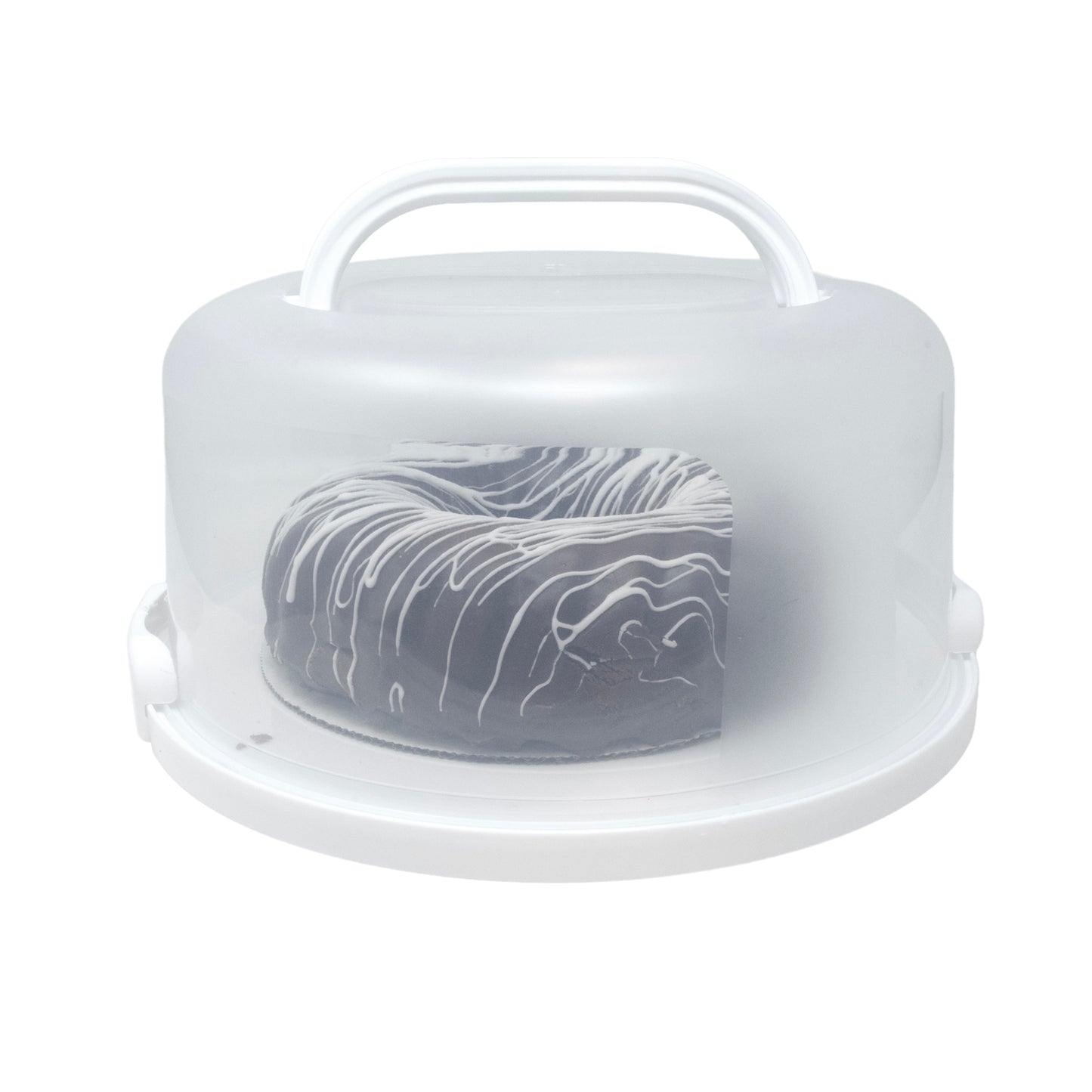 WHITE ROUND CAKE CARRIER W/LID & HANDLE