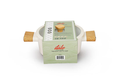 Cream Ceramic Non Stick Aluminum 3qt Saucepan