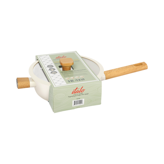 CREAM CERAMIC NON STICK ALUMINUM 3QT COVERED SAUTE PAN