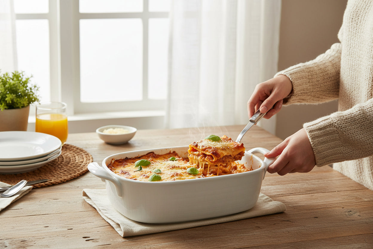 White Linen 2.1 Qt Ceramic Rectangular Baker