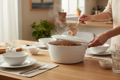 1QT WHT ROUND LINEN CASSEROLE