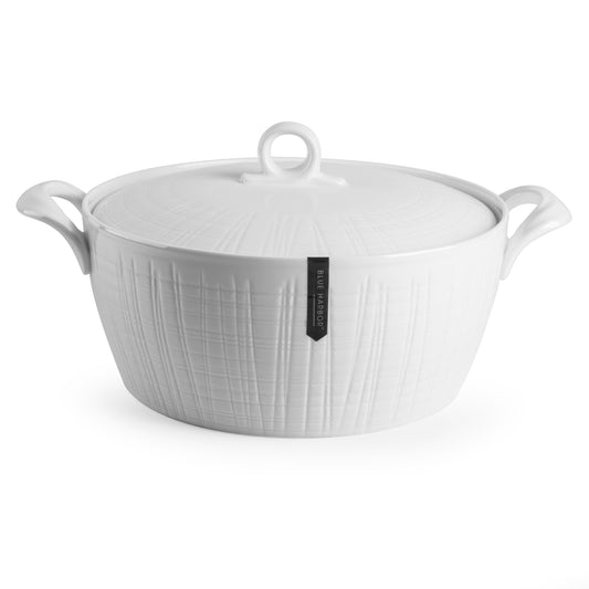 1QT WHT ROUND LINEN CASSEROLE