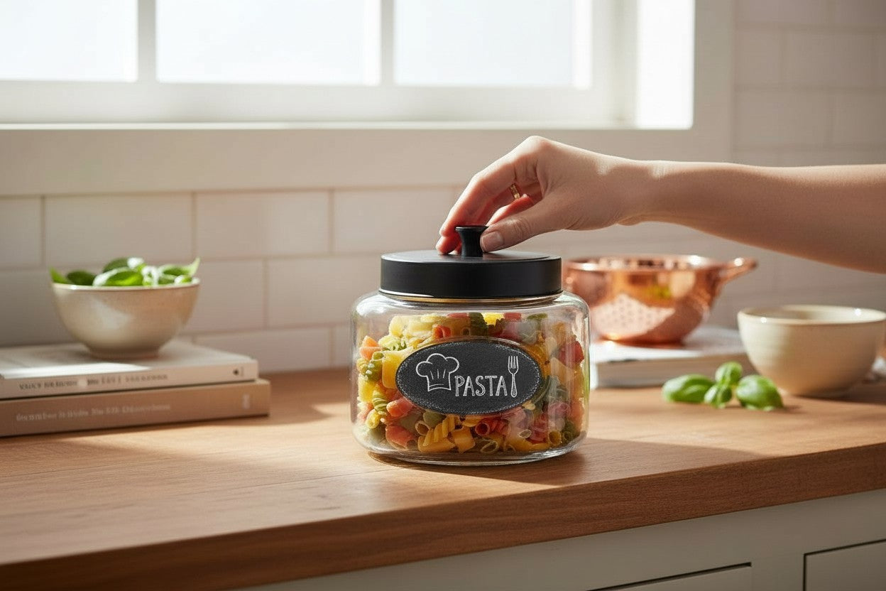 60OZ RND CHALKBOARD GLS JAR