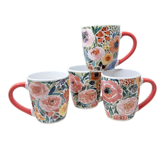 25 Oz Summer Petals Mugs - 4 Assorted Designs