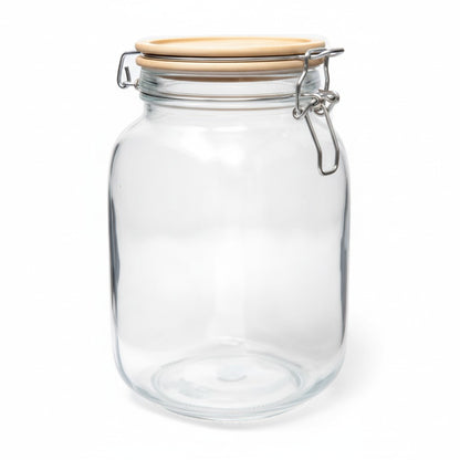 SQUARE 50 OZ GLASS JAR W/ WOOD LID