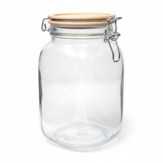 SQUARE 50 OZ GLASS JAR W/ WOOD LID