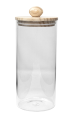 Borosilicate 43.9 Oz Glass Jar W/ Wood Lid And Knob