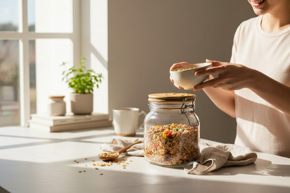 Square 33 Oz Glass Jar W/ Bamboo Lid