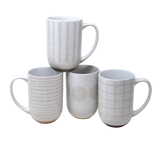18 OZ MODERN WAX RELIEF MUGS- 4 ASSORTED DESIGNS