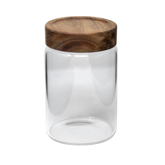 30 OZ BOROSILICATE JAR W/ ACACIA WOOD LID