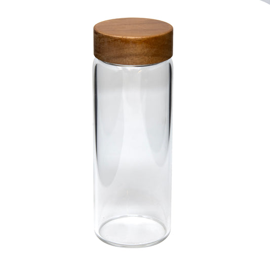 9.5 OZ BOROSILICATE JAR W/ ACACIA WOOD LID
