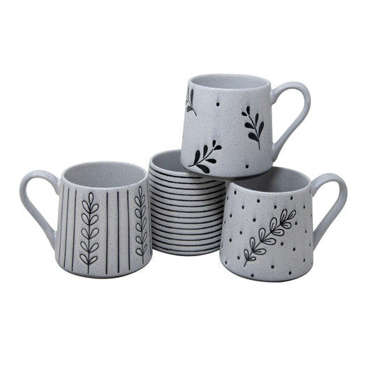 18 OZ LEAVES AND STRIPES WAX RELIEF MUGS