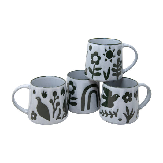 18 OZ FLORAL WAX RELIEF MUGS