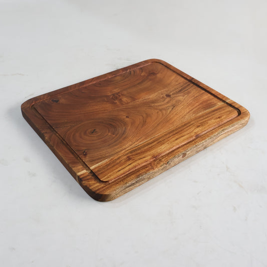 15.75x13" Acacia Wood Cutting Board W/Juice Groove