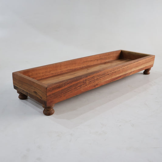 21.5x6.5" Acacia Wood Serving Tray W/Feet