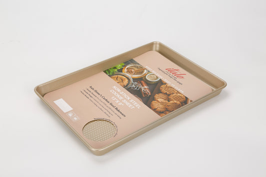 METALLIC CHAMPAGNE 13" X 9" TEXTURED METAL COOKIE SHEET
