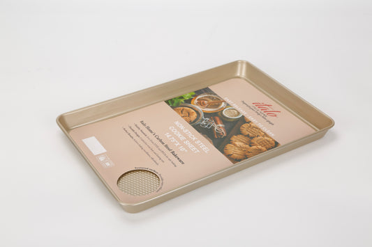 METALLIC CHAMPAGNE 14.75" X 10"  TEXTURED  METAL COOKIE SHEET