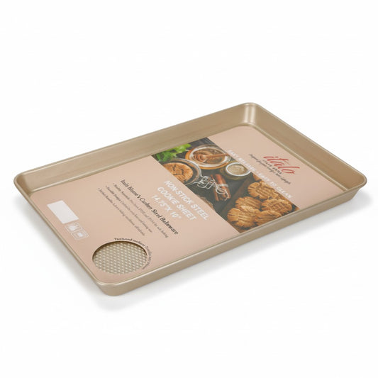 METALLIC CHAMPAGNE 14.75" X 10"  TEXTURED  METAL COOKIE SHEET