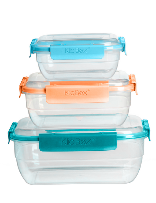 RECTANGULAR  S/3 PLASTIC FOOD CONTAINERS ( 11.8 OZ, 25.4 OZ AND 44.6 OZ)