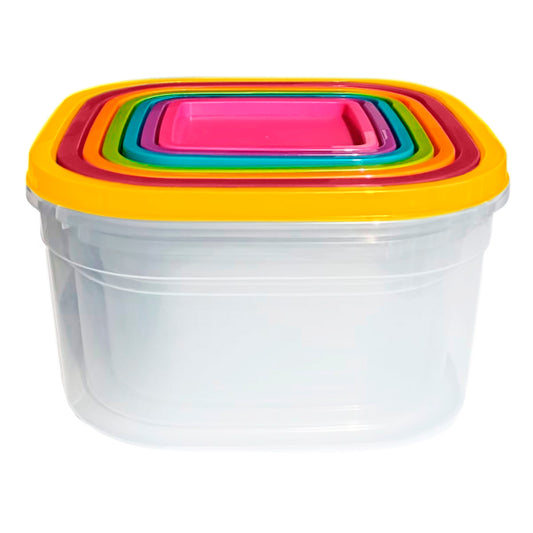 7PC SQUARE PLASTIC FOOD STORAGE SET