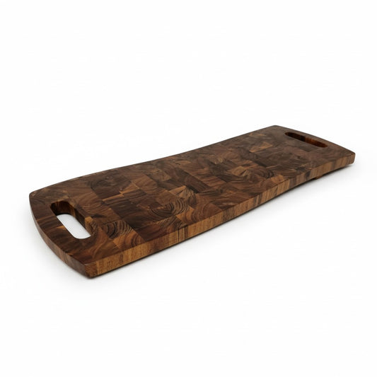 28X10" ACACIA WOOD END GRAIN CUTTING BOARD W/FEET