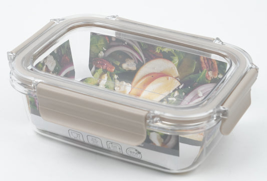 TAUPE 29 OZ RECTANGULAR PLASTIC FOOD STORAGE CONTAINER