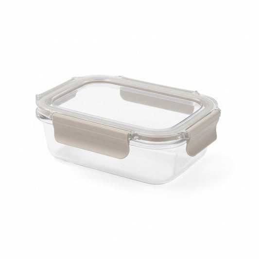 TAUPE 29 OZ RECTANGULAR PLASTIC FOOD STORAGE CONTAINER